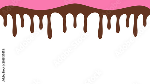 Photos Sweet melting chocolate and pink strawberry icing glaze background