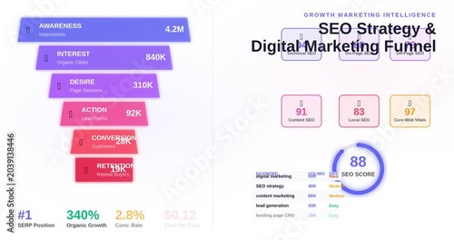 Digital Marketing SEO Funnel and Conversion Strategy Concept