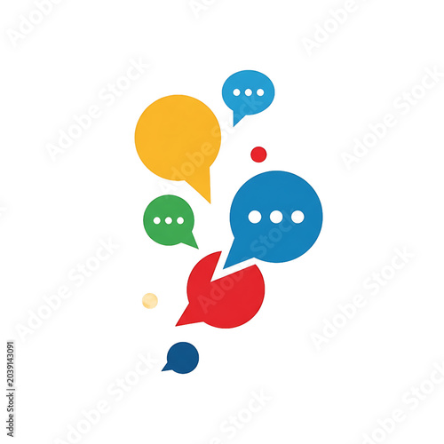 Photos Colorful speech bubbles floating freely.