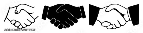 Photos Neighbors handshake set with solid black icon on white background featuring peop