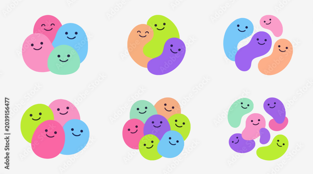 Fototapeta premium Flat Design Happy Characters Grouping Vector Illustration for Commercial Use