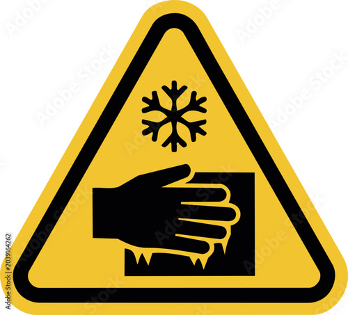 Принти на полотні Freezing hazard warning sign vector icon – cold injury caution symbol
