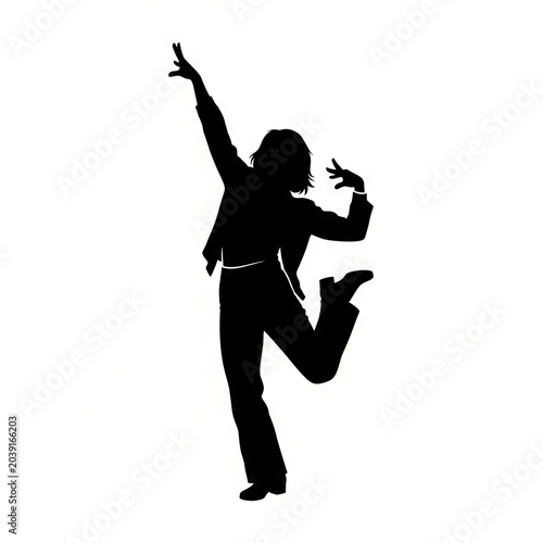 Pop Music Dancer Silhouette Vector with Iconic Stage Performance Pose Isolated on White Background