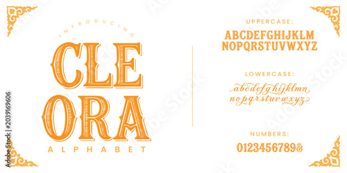 Cleora vintage serif and elegant calligraphy script alphabet font for luxury boutique branding logo