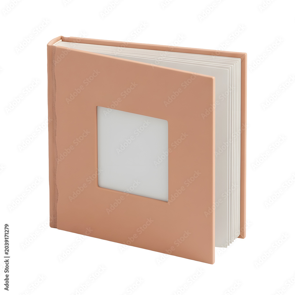 Fototapeta premium Open Peach Photo Album with Window Cutout