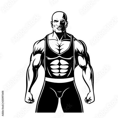Schilderij op canvas Muscular wrestler image vector