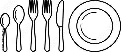 Quadro su tela cutlery icon collection flatware utensils for dining and tableware