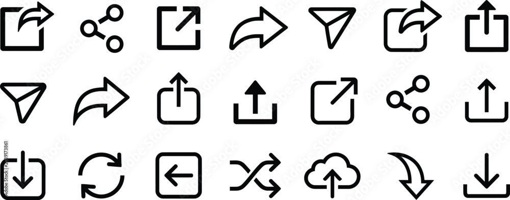 Fototapeta premium share icon set ui share and send symbols vector grid