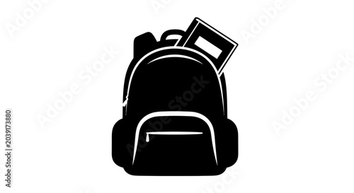 Tableau sur toile Backpack containing a book signifies the beginning of a new academic journey and a commitment to lifelong learning