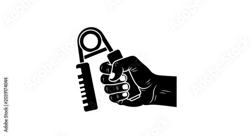 Bild auf Leinwand Handgrip strength exerciser is being squeezed by a human hand to demonstrate physical fitness and muscle building