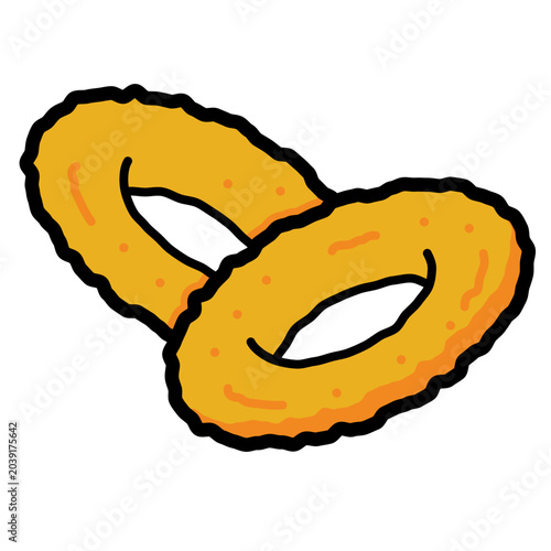 onion ring fried crispy snack fast food appetizer doodle color filled line