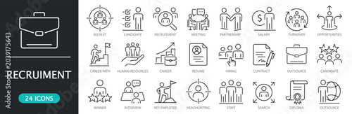 фотографія Recruitment line icon set