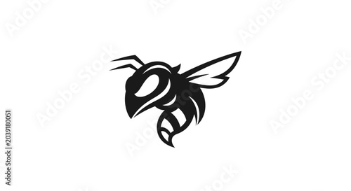 Billede på lærred Insect Wasp Flying Closeup Illustration.