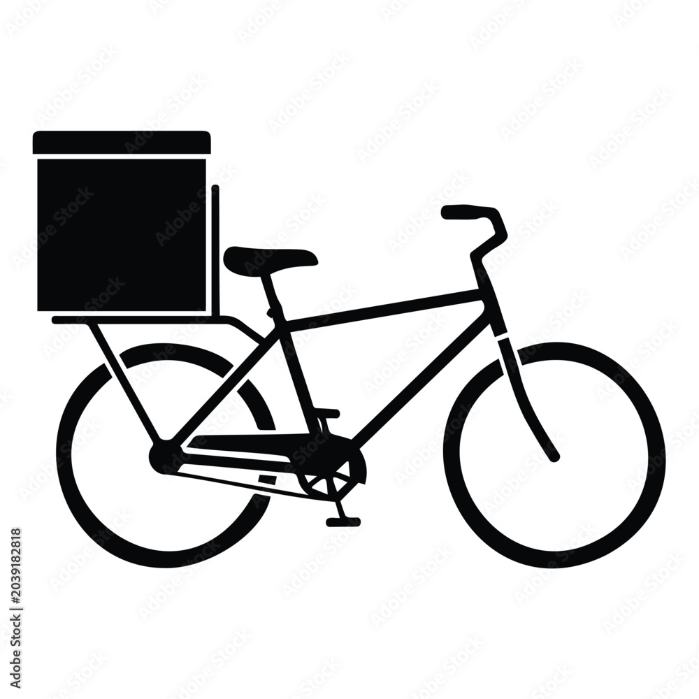 Obraz premium Bicycle courier delivery transport service bike with box vector illustration design icon.