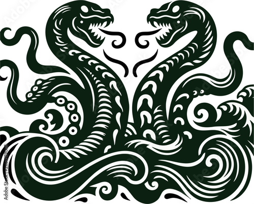 Tableau sur toile Twin sea serpent monsters tat...