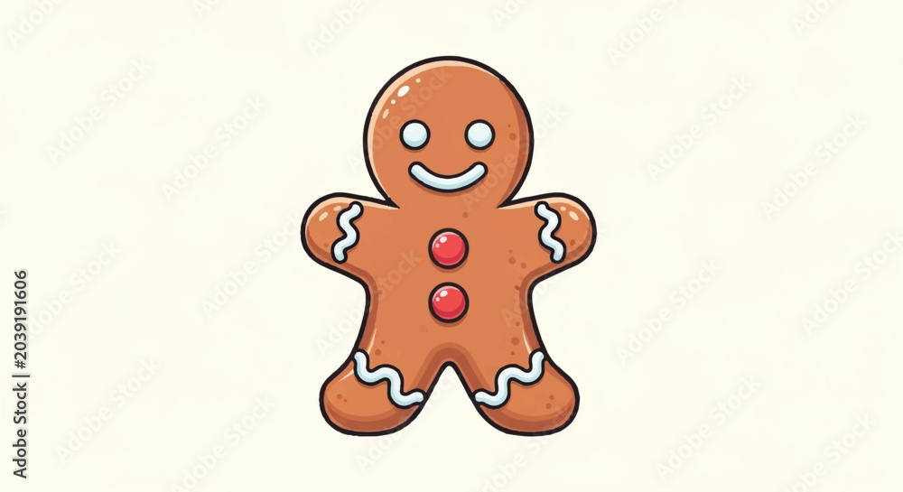 Obraz premium Cute Gingerbread Man Cookie Illustration.