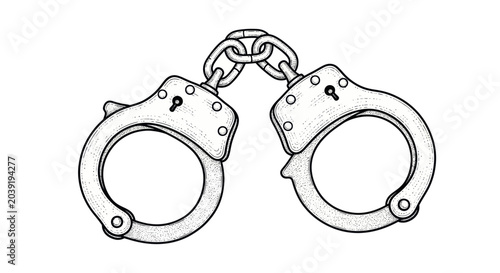 Foto Handcuffs with metal chain link.