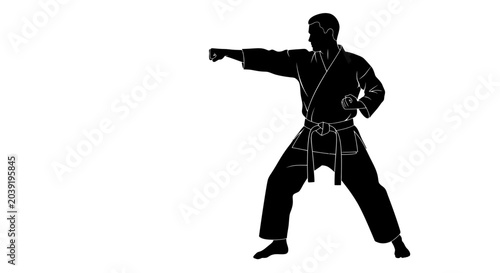 Cuadro en lienzo Martial arts man in fighting stance.
