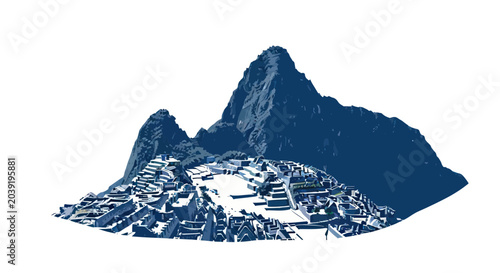 Slika na platnu Mountain peak with snow covered slopes.