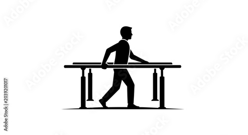 Photos Businessman walking on parallel bars represents the delicate balance of professional growth and career development in a corporate environment