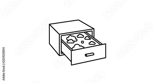 Fotografie Open Drawer Revealing Cloudy Sky Illustration