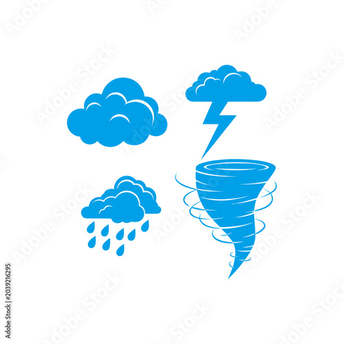 THE VECTOR LOGO OF THE VECTOR GROUP OF TYPES OF WEATHER IS BLUE
