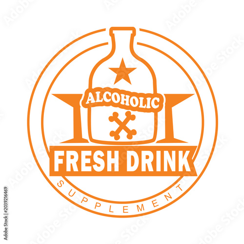 ALCOHOLIC BEVERAGE VECTOR LOGO DECORATED WITH AN ORANGE GLASS