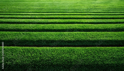 multiple horizontal strips of vibrant green grass
