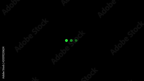 Loading dots animation consisting of three small glowing green circles positioned horizontally serves as a common visual indicator for ongoing digital processes or data retrieval in user interfaces.