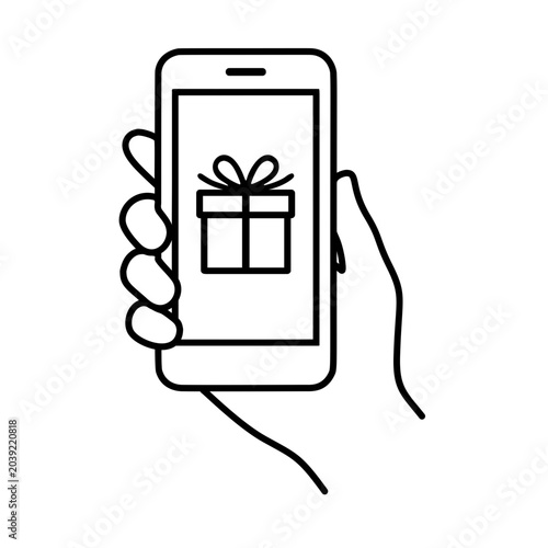 スマホを持つ手のラインアイコン　ギフト