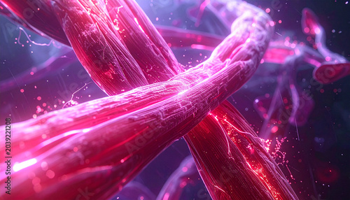 The Mystical Dance of DNA: A vibrant, artistic rendering of the DNA double helix, its strands glowing with an ethereal pink luminescence, suggesting the intricate and vital processes of life.