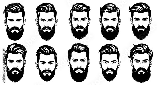 Photos Different styles of bearded men faces.