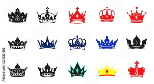Canvas Print Collection of various royal crowns.