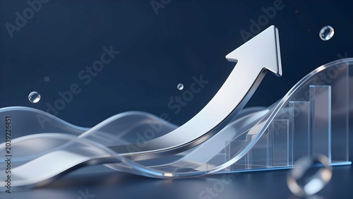 Financial growth chart with gold arrow for abstract business finance