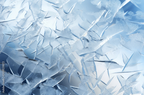 Processed collage of blue cold cracked ice surface texture. Background for banner, backdrop