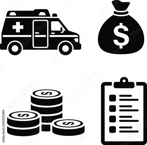 Healthcare Costs and Emergency Medical Services with Money and Insurance Concept