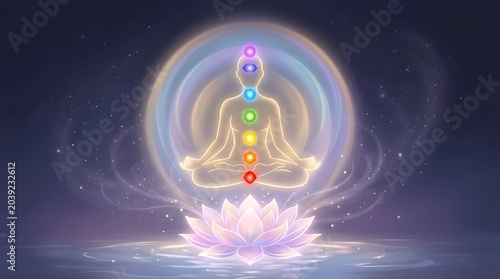 Cosmic Chakra Meditation With Glowing Energy Centers and Spiritual Awakening Aura