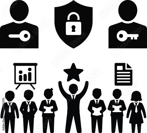 Business Team Celebrating Cybersecurity Success with Digital Shield and Protection Concepts