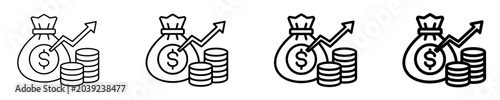 Fotografie Business Profit Icon Set Different Style Collection