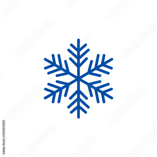 A minimalist vector icon of a blue snowflake