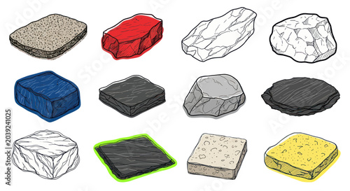 Tableau sur toile Collection of various stone samples.