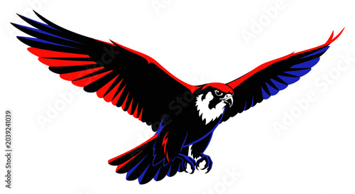 Tableau sur toile Colorful Eagle in Flight Spread Wings.