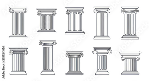 Obraz na płótnie Detailed ancient Greek architectural columns.