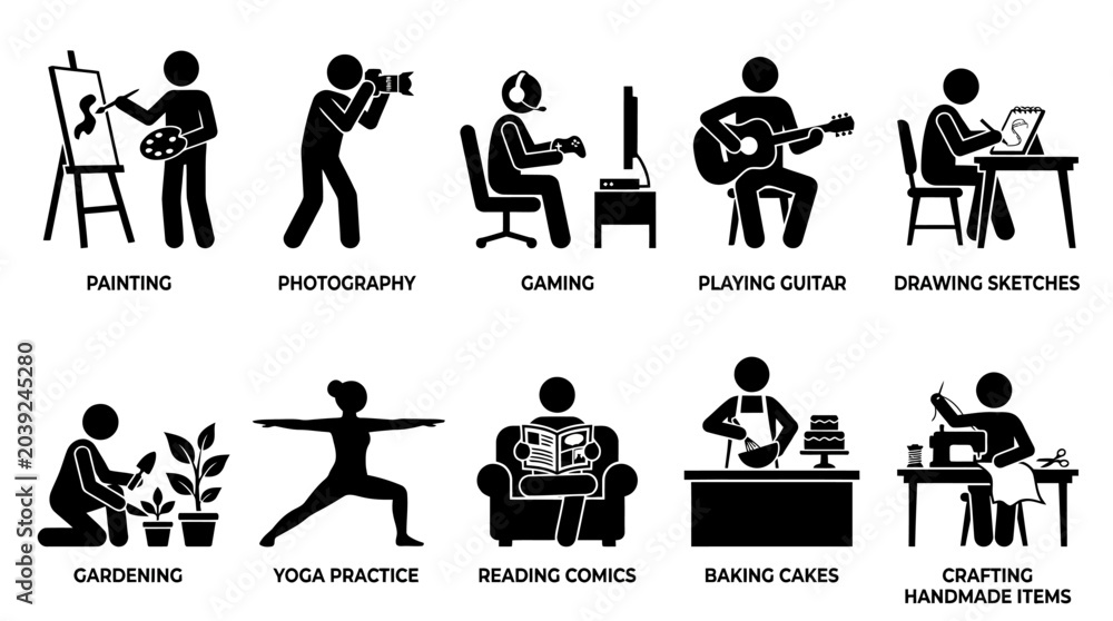 Fototapeta premium daily activities silhouette set