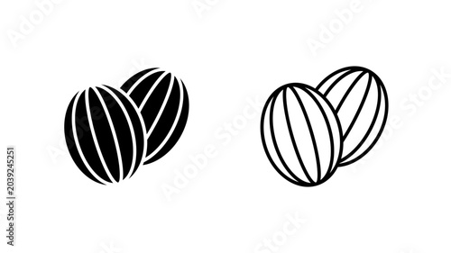 Tableau sur toile Striped Oval Candy Pair Glyph and Line Icon