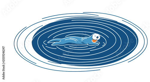 Bild auf Leinwand Swimming Duck in Water Ripples.