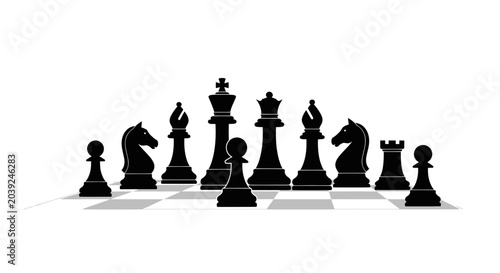 Photography Black chess pieces on a board.