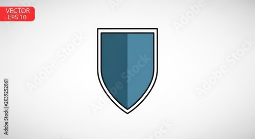 Simple blue shield icon with black outline on a white background, representing protection and security.