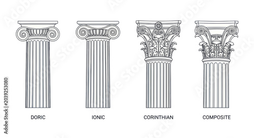 Photos Architectural columns with different capitals.