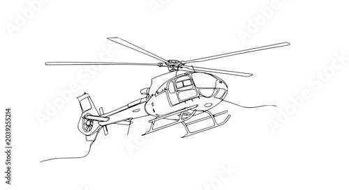 Tablou pe pânză Line Art Helicopter Illustration - Modern Aircraft Design Sketch